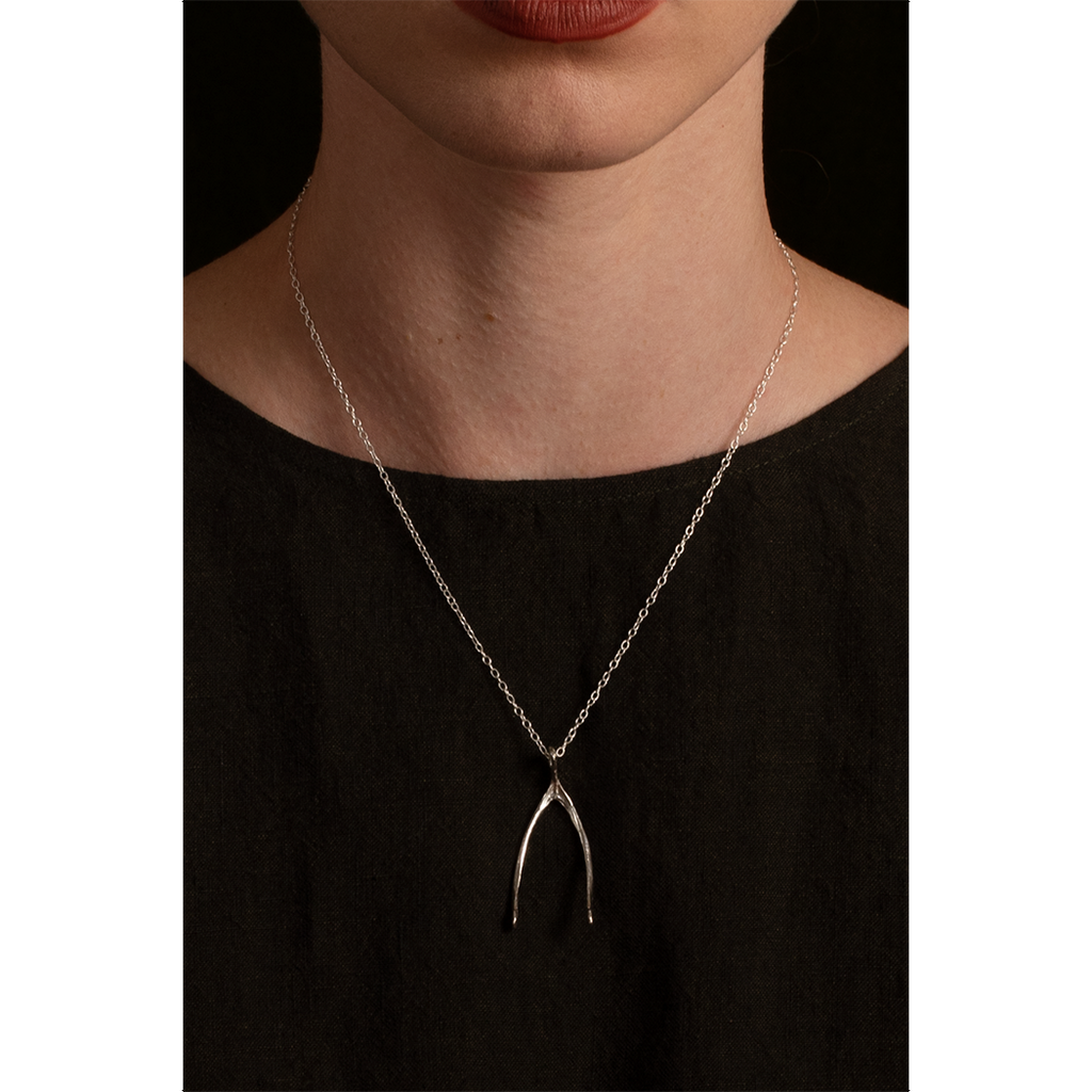 Silver Partridge Wishbone Necklace